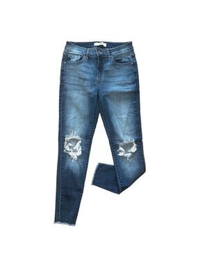 ✨ KANCAN Mid Rise Distressed Skinny Jeans Raw Hem - Size 27